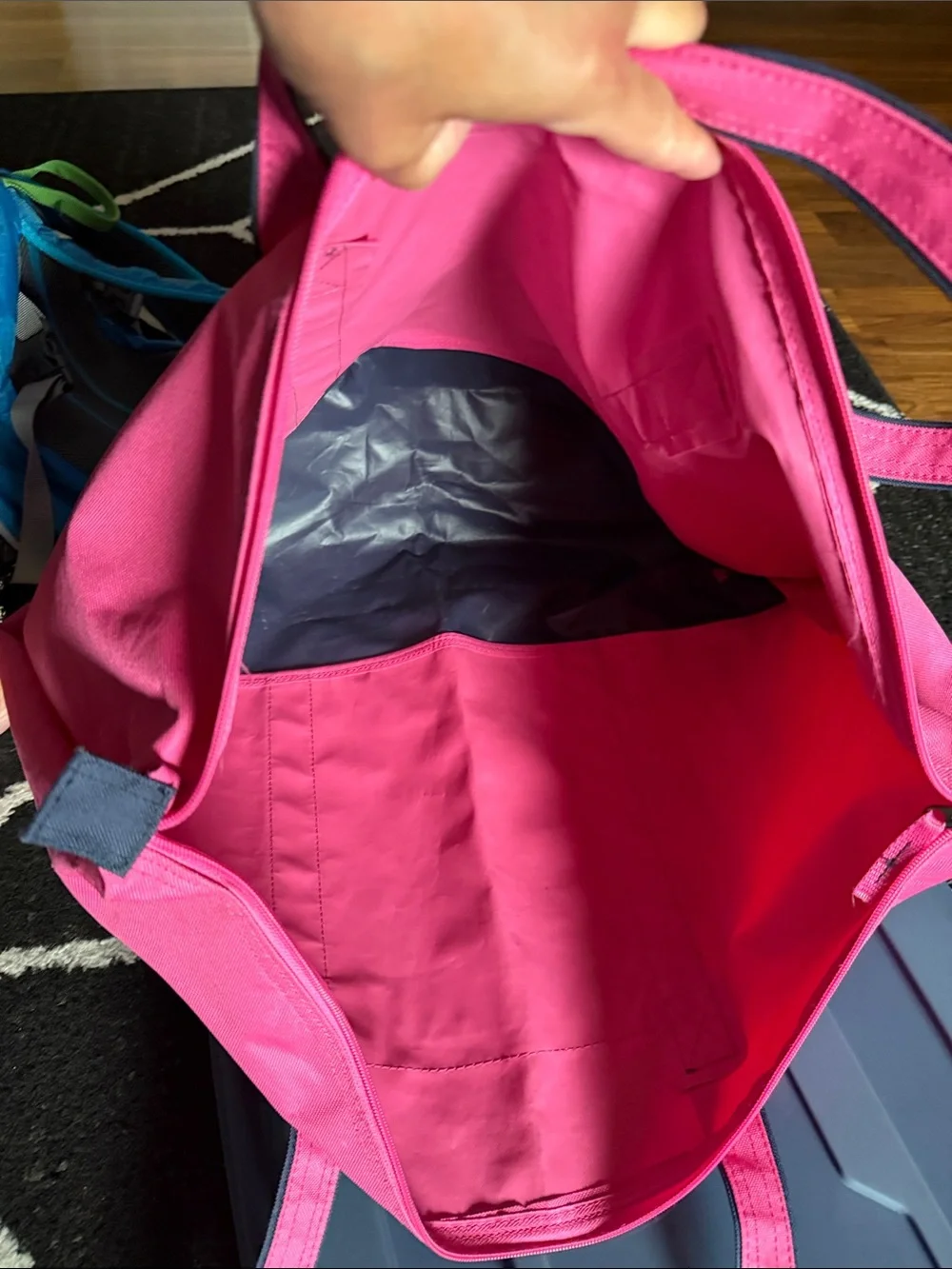 Samsonite Pink Tote with Navy Trim